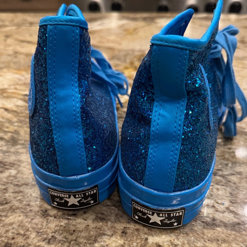 Converse Women’s Size 9 Blue Glitter High-Tops - Picture 2 of 7